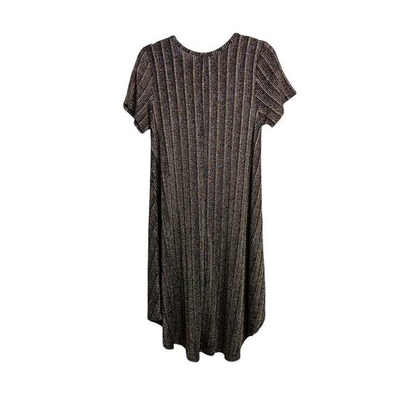 Lularoe Carley Elegant Silver Gold Black Metallic Hi Lo Striped  Dress- Size S - Picture 2 of 8